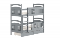 Posteľ poschodová drevená Amely - Farba šedý, rozmer 90x180 šedá posteľ so zábradlím 