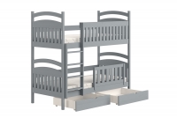 Posteľ poschodová drevená Amely - Farba šedý, rozmer 90x200 szare łóżko piętrowe 
