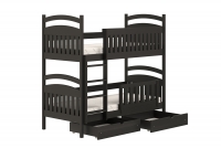 Amely háromszemélyes emeletes ágy - fekete, Méret 80x160 fekete postel fiokokkal 