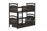 Posteľ poschodová drevená Amely - Farba Čierny, rozmer 80x160 posteľ poschodová z czarnymi zásuvkami 