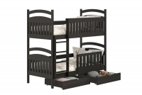 Posteľ poschodová drevená Amely - Farba Čierny, rozmer 80x190 posteľ so zásuvkami 