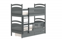 Dřevěná patrová postel Amely 80x180 - grafit postel patrová  s zásuvkami 