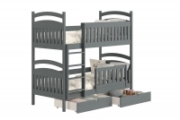 Dřevěná patrová postel Amely 90x200 - grafit lozeczko patrová  s zásuvkami 