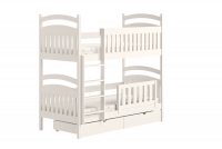 Dřevěná patrová postel Amely - Barva Bílý, rozměr 90x180 komfortowe postel patrová  