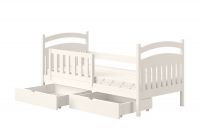 Posteľ detská drevená Amely - Farba Biely, rozmer 80x180 biale posteľ so zásuvkami 