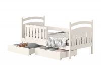 Posteľ detská drevená Amely - Farba Biely, rozmer 80x180 biale posteľ detská so zásuvkami 