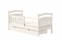 Posteľ detská drevená Amely - Farba Biely, rozmer 80x200 posteľ so zábradlím 