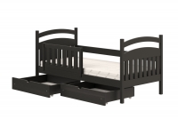 dřevěná dětská postel Amely - Barva Černý, rozměr 80x200 postel drewniane w czarnym barevným odstínu