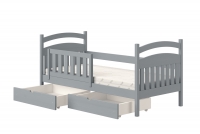 Posteľ detská drevená Amely - Farba šedý, rozmer 90x180 popielate posteľ z drewna sosnowego 