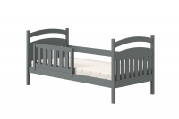 Posteľ detská drevená Amely - Farba grafit, rozmer 80x160 bezpieczne posteľ dla dziecka z drewna 