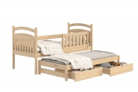 Amely gyerekágy, kihúzható alsószinttel - fenyőfa, Méret 80x180 sosnowe postel dla dwojki dzieci 