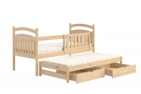 Detská posteľ prízemná výsuvna Amely - Farba Borovica, rozmer 90x190 lakierowane posteľ sosnowe 