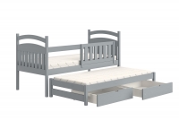 Detská posteľ prízemná výsuvna Amely - Farba šedý, rozmer 80x160 šedá posteľ s výsuvným lôžkom 