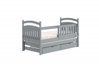 Detská posteľ prízemná výsuvna Amely - Farba šedý, rozmer 80x200 posteľ so zásuvkami na hračky 