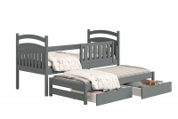 postel dětské přízemní výsuvná Amely - Barva grafit, rozměr 80x190 grafit postel z wysuwem i zásuvkami 