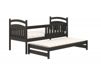 postel dětské přízemní výsuvná Amely - Barva Černý, rozměr 80x160 černé postel ze zdejmowana barierka