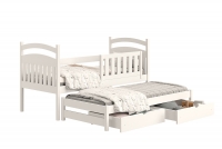Detská posteľ prízemná výsuvna Amely - Farba Biely, rozmer 80x160 biale posteľ so zábradlím