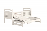 Detská posteľ prízemná výsuvna Amely - Farba Biely, rozmer 80x200 drevená posteľ w bialym farbe 