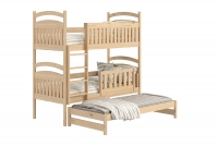 postel dětské patrová  výsuvná 3 os. Amely - Barva Borovice, rozměr 80x160 postel trzyosobowe, sosnowe 