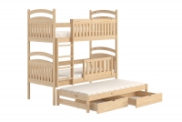  Posteľ detská poschodová výsuvna 3 os. Amely - Farba Borovica, rozmer 80x180 poschodová posteľ drevená 