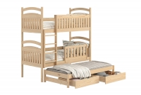  postel dětské patrová  výsuvná 3 os. Amely - Barva Borovice, rozměr 90x200 postel sosnowe s zásuvkami 