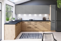 Vysoká kuchyňská skříň Langen D40SP - grey  kolekce nábytku kuchennych Langen - Barevný odstín: Dub Artisan / Beige Mat 