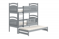 Posteľ detská poschodová výsuvna 3 os. Amely - Farba šedý, rozmer 80x190 posteľ poschodová z wysuwanym dolnym pokladem 
