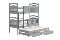 Posteľ detská poschodová výsuvna 3 os. Amely - Farba šedý, rozmer 80x200 šedá posteľ dla trzech osob