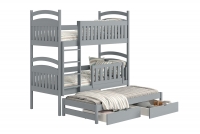 Patrová výsuvná postel Amely 80x200 pro 3 osoby - šedá postel patrová  z miejscem dla rodzica 