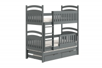 postel dětské patrová  výsuvná 3 os. Amely - Barva grafit, rozměr 80x180 postel patrová  s zásuvkami 
