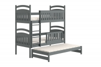 Detská posteľ poschodová výsuvna 3 os. Amely - Farba grafit, rozmer 80x190 grafitowe posteľ z wysokimi nozkami 