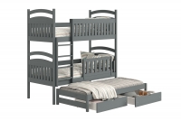 postel dětské patrová  výsuvná 3 os. Amely - Barva grafit, rozměr 80x200 postel patrová  s zásuvkami na hračky 