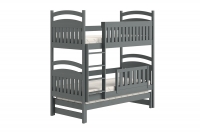 postel dětské patrová  výsuvná 3 os. Amely - Barva grafit, rozměr 90x180 grafit postel z barierkami 