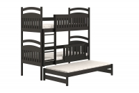 postel dětské patrová  výsuvná 3 os. Amely - Barva Černý, rozměr 80x160 černé postel z wysuwanym spaniem 