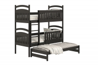 Amely háromszemélyes, kihúzható emeletes ágy - fekete, Méret 80x180 fekete postel z bezpieczna drabinka 