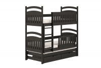 Amely háromszemélyes, kihúzható emeletes ágy - fekete, Méret 90x180  fekete postel patrová  z bezpieczna drabinka 