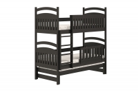 Detská posteľ poschodová výsuvna 3 os. Amely - Farba Čierny, rozmer 90x190 čierny posteľ dziciece, sosnowe
