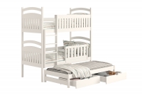 Detská posteľ poschodová výsuvna 3 os. Amely - Farba Biely, rozmer 80x160 drevená posteľ malowane na bialo 
