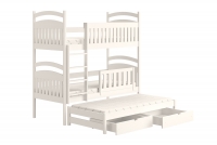 postel dětské patrová  výsuvná 3 os. Amely - Barva Bílý, rozměr 80x180 biale postel patrová  s zásuvkami 