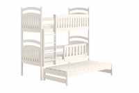 Amely háromszemélyes, kihúzható emeletes ágy - fehér, Méret 90x180 biale postel fából dla dwojki dzieci 