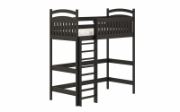 Dětská postel vyvýšená Amely ZP 006 - Barva Černý, rozměr 90x200 Černá vyvýšená postel jednoosobowa 