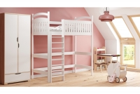Vyvýšená detská posteľ Amely ZP 006 - Farba Biely, rozmer 80x160 biale posteľ z miejscem na Písací stôl 