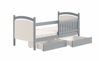 Detská posteľ s tabuľou Amely - Farba šedý, rozmer 80x180 szare łóżeczko z szufladami na zabawki 