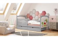 Detská posteľ s tabuľou Amely - Farba šedý, rozmer 90x180 šedá posteľ do izby dzieciecego 