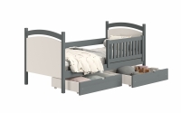 Detská posteľ s tabuľou Amely - Farba grafit, rozmer 80x180 grafitowe posteľ so zásuvkami na posciel 