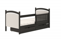 Detská posteľ s tabuľou Amely - Farba Čierny, rozmer 80x180 čierny posteľ so zábradlím 