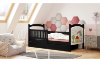 Detská posteľ s tabuľou Amely - Farba Čierny, rozmer 80x180 čierny posteľ z bialym wezglowiem 