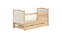 Amely egyszintes kihúzható ágy, szárazon törölhető rajztáblával - fenyőfa, Méret 80x200 sosnowe postel z biala tablica