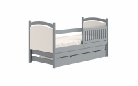 Amely egyszintes kihúzható ágy, szárazon törölhető rajztáblával - szürke, Méret 80x190 postel z bialym wezglowiem 