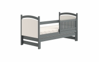 Amely egyszintes kihúzható ágy, szárazon törölhető rajztáblával - grafitszürke, Méret 80x200  postel z barierka 